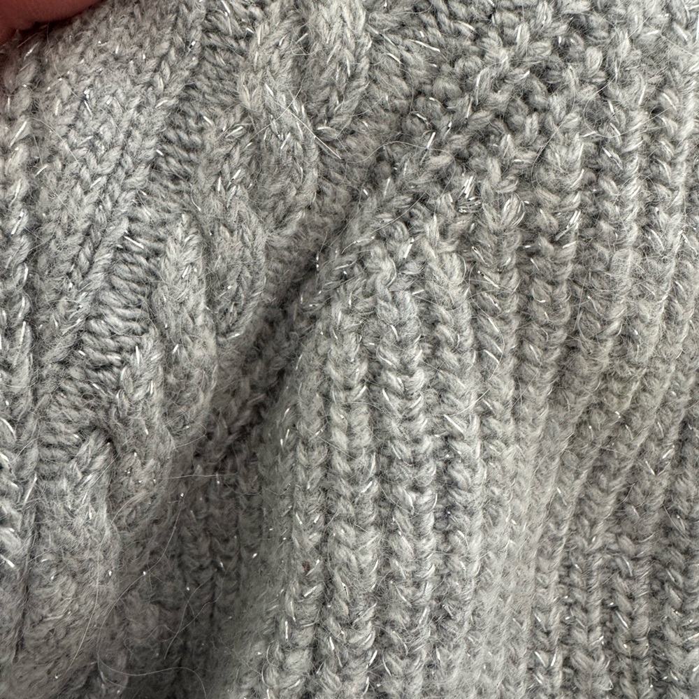 Cyrillus Light Gray and Metallic Thread Cardigan - Picture 8 of 8